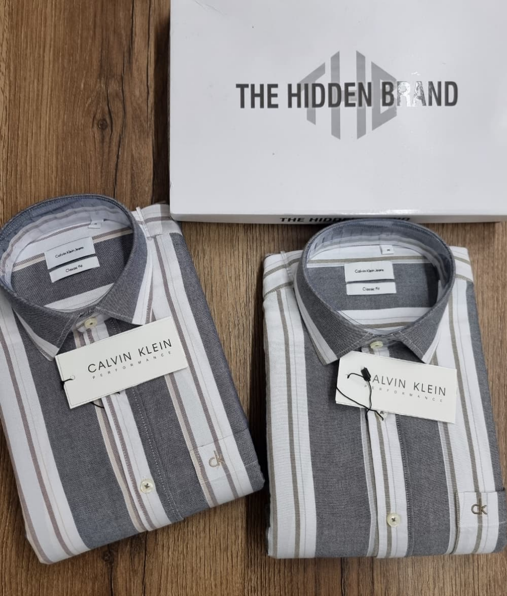 "Cal-vin K lein Men's Classic Striped Formal Shirt"