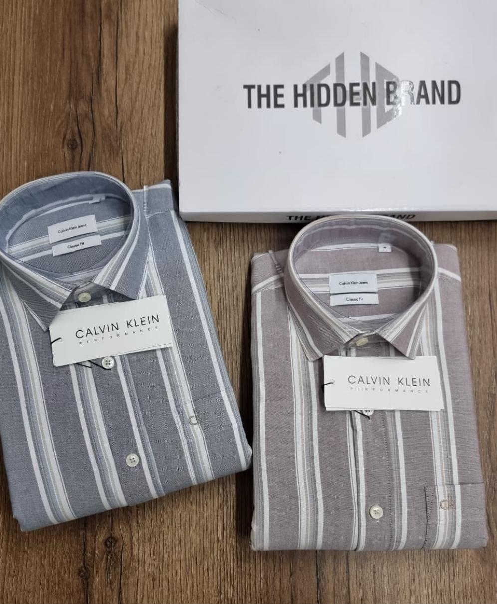 "Cal-vin K lein Men's Classic Striped Formal Shirt"