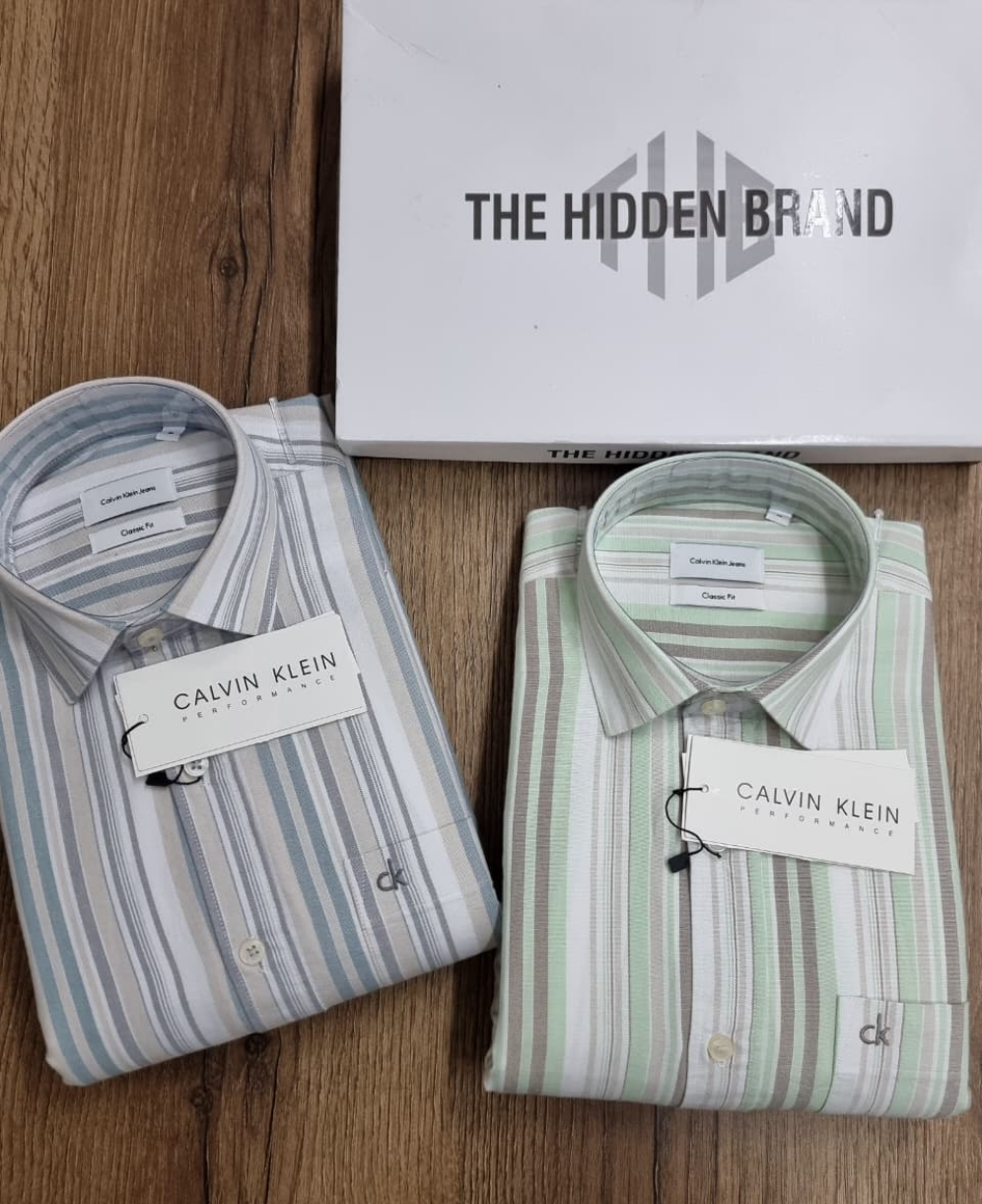 "Cal-vin K lein Men's Classic Striped Formal Shirt"