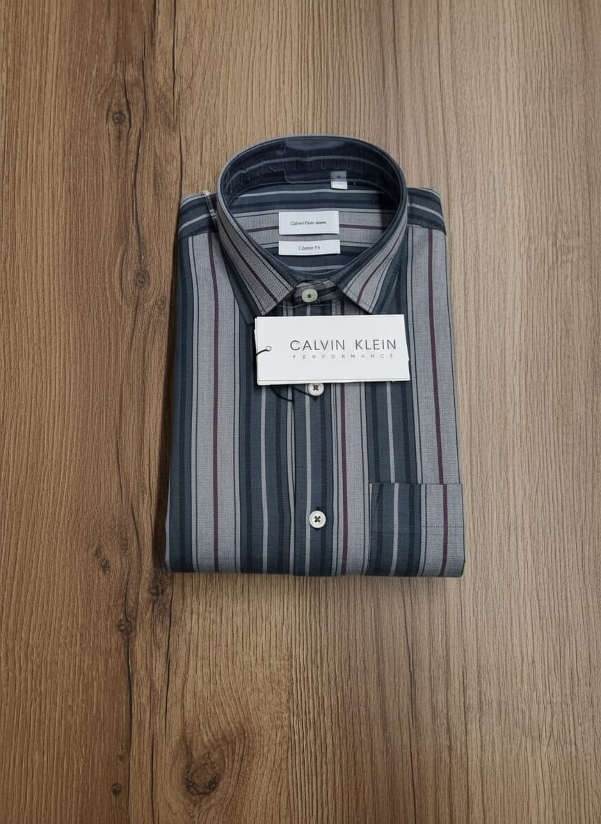 "Cal-vin K lein Men's Classic Striped Formal Shirt"