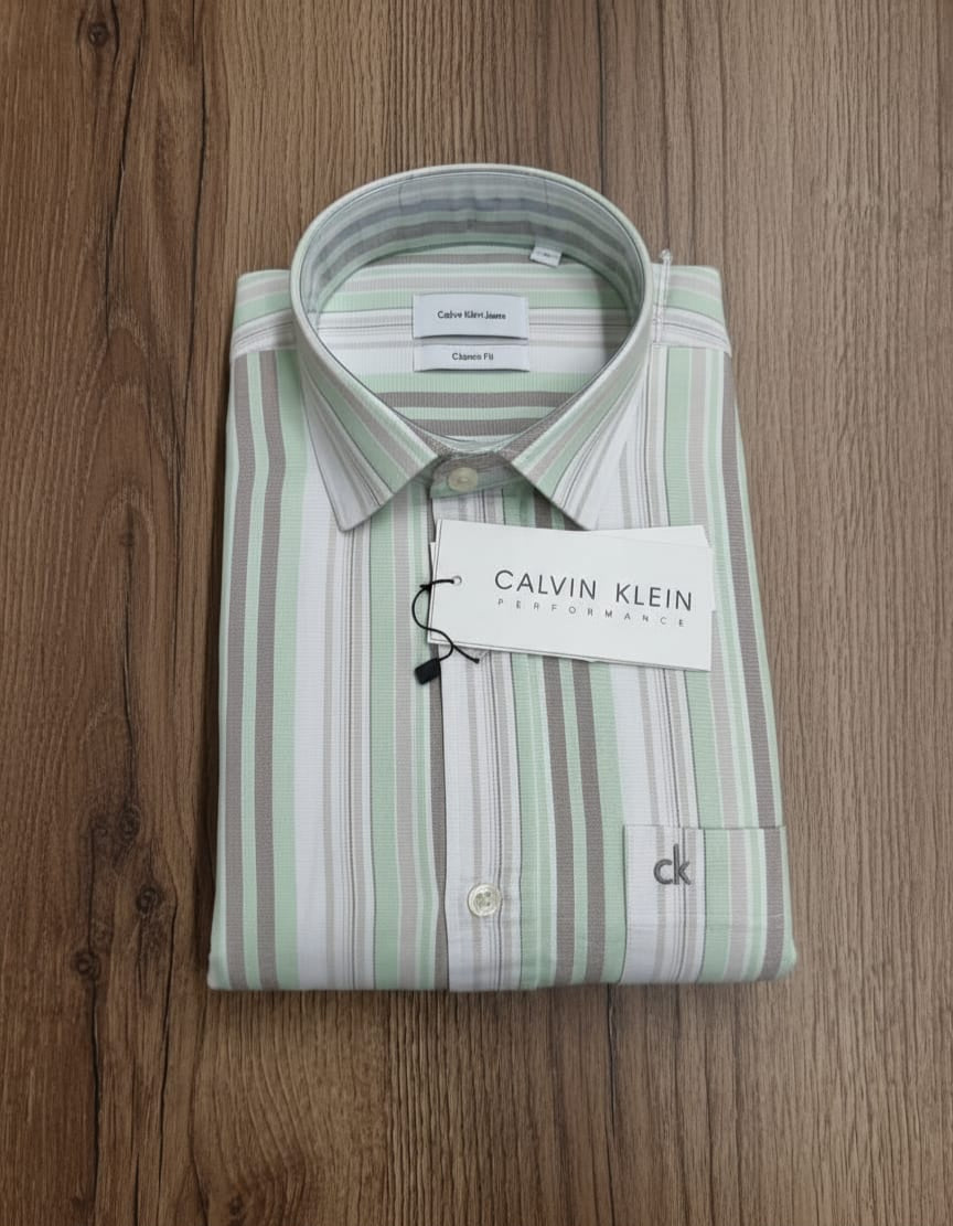 "Cal-vin K lein Men's Classic Striped Formal Shirt"