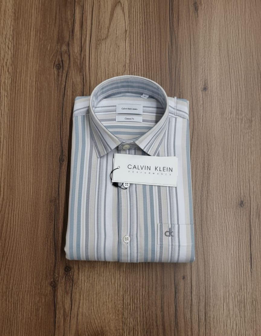 "Cal-vin K lein Men's Classic Striped Formal Shirt"