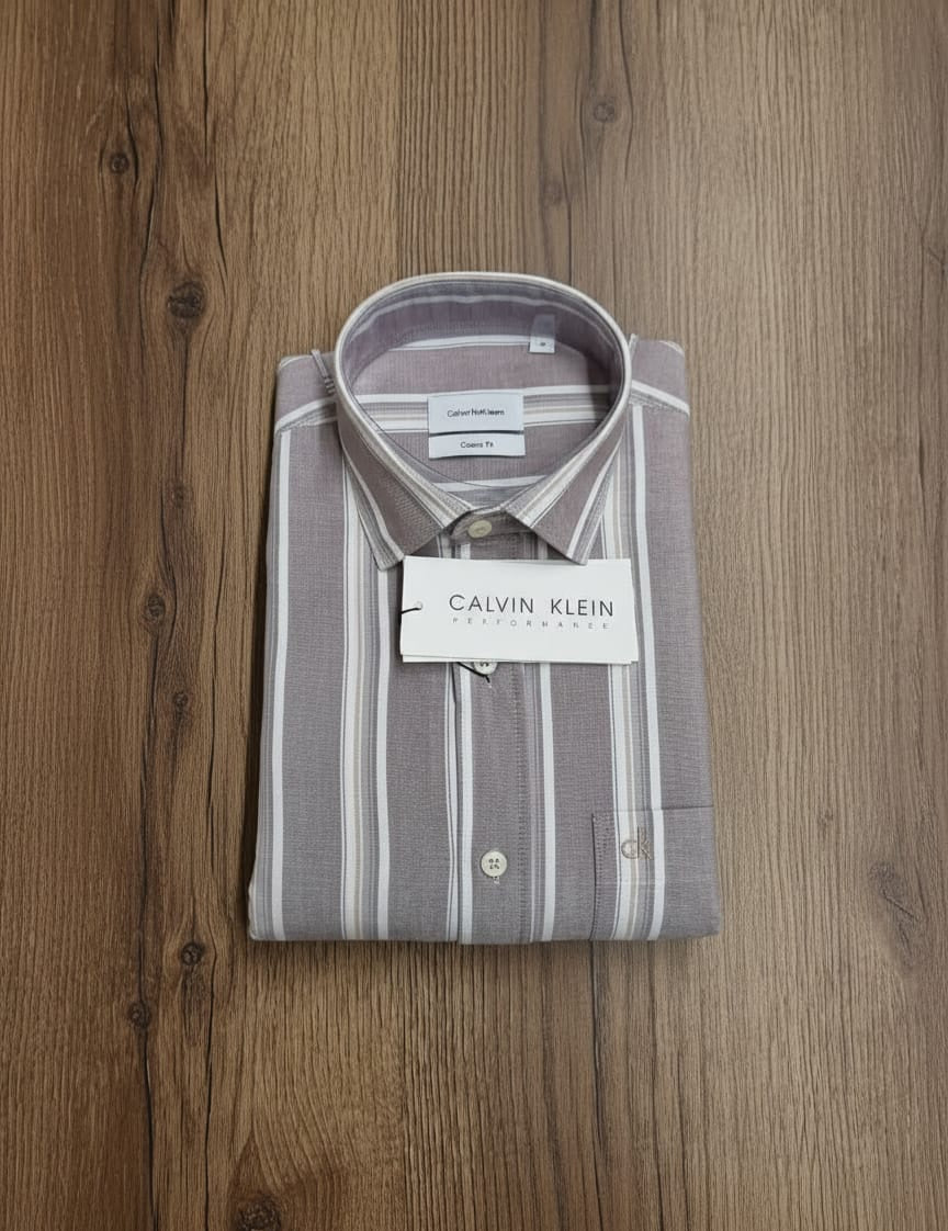 "Cal-vin K lein Men's Classic Striped Formal Shirt"