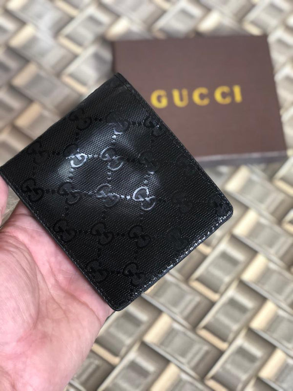"G-C Made In Italy Brown Color Men's Wallet For Man Black GG Print Leather Gift Wallet GC-B-170