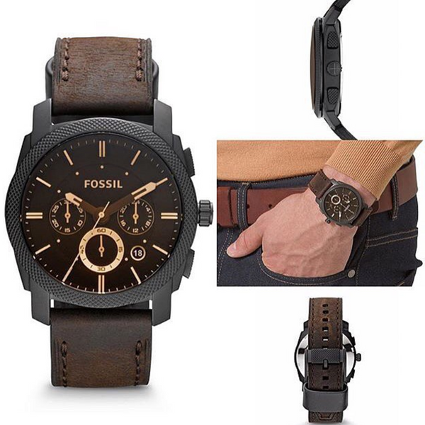 Fossil Machine Chrono-graph Brown Dial Men's Watch, Formal & Casual Look- FS4656 (Best Gift For Man)