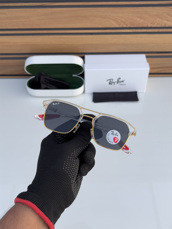 Ray-ban Stylish Black Glass/Transparent Frame Men's And Women's Polarised Sunglass Heavy Quality RB-5491