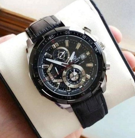 "Casio Edifice Chrono-graph Black Men's Watch Leather 539l 1av